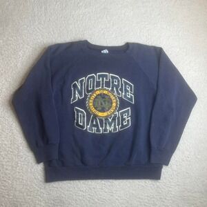 80s Champion Notre Dame men's blue crew neck sweatshirt USA drop shoulder L